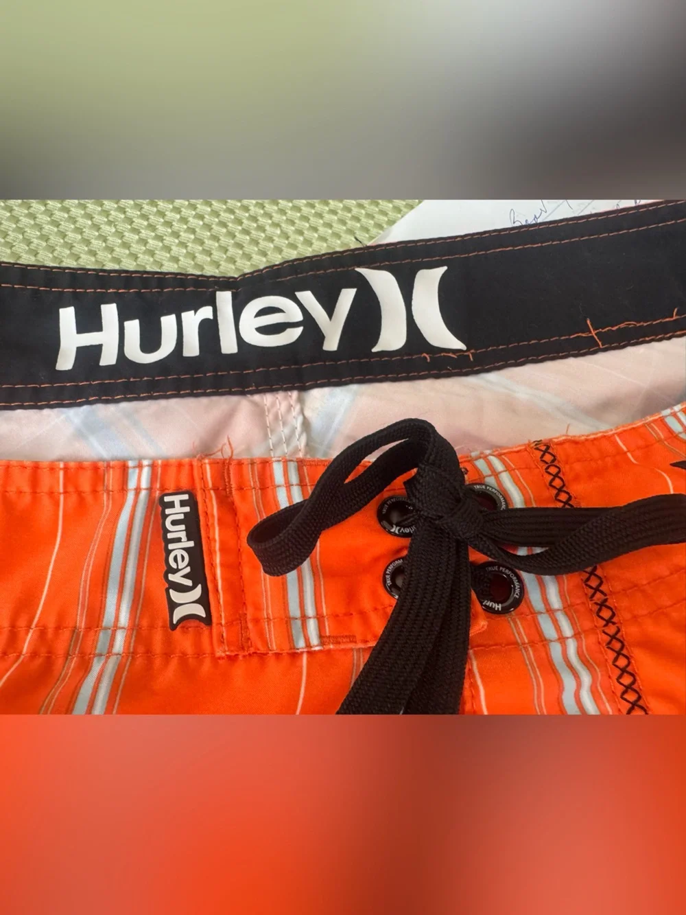 Hurley Men's Size 36 Orange Striped Hybrid Knee Length Boardshorts EUC